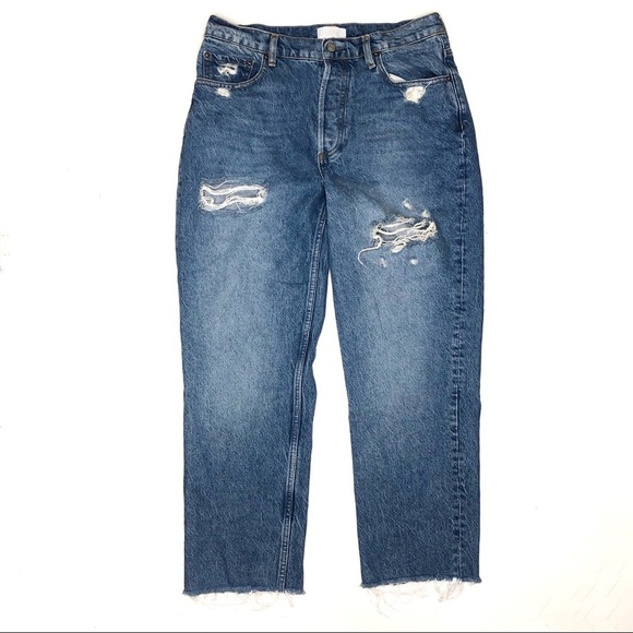 Boyish Tommy High Rise Straight Jeans Ripped Dirty Dancing Blue 29 - Picture 2 of 11